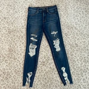 Super Super Stretch American Eagle Skinny Dark Blue Jeans